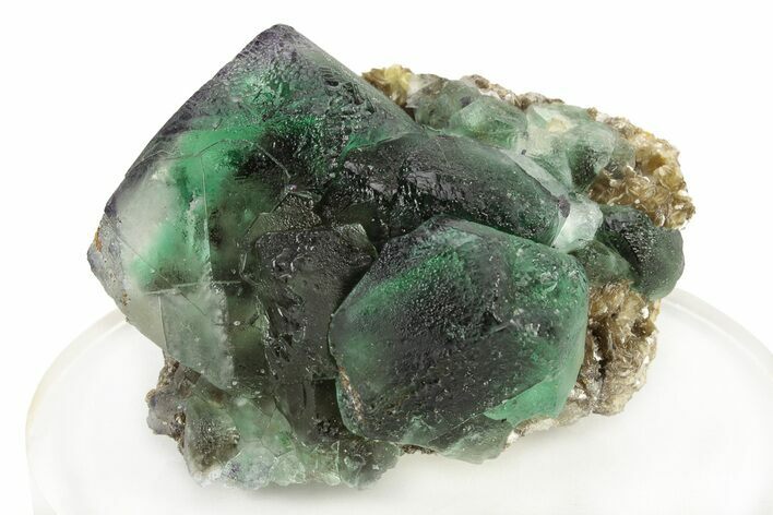 Apple-Green Fluorite Crystals over Schorl - Namibia #241824